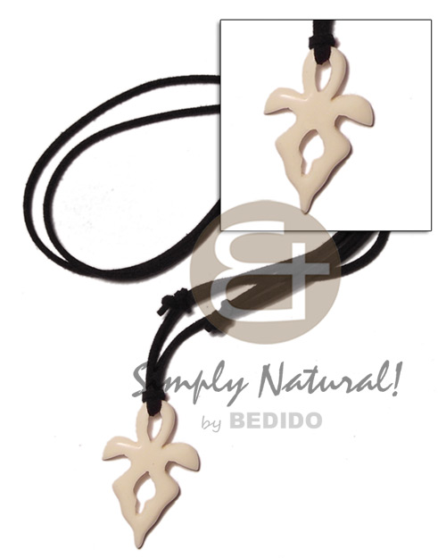 40mm celtic carabao white bone  cross on adjustable leather thong - Adjustable Necklace