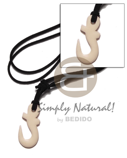 40mm celtic carabao white bone anchor on adjustable leather thong - Adjustable Necklace