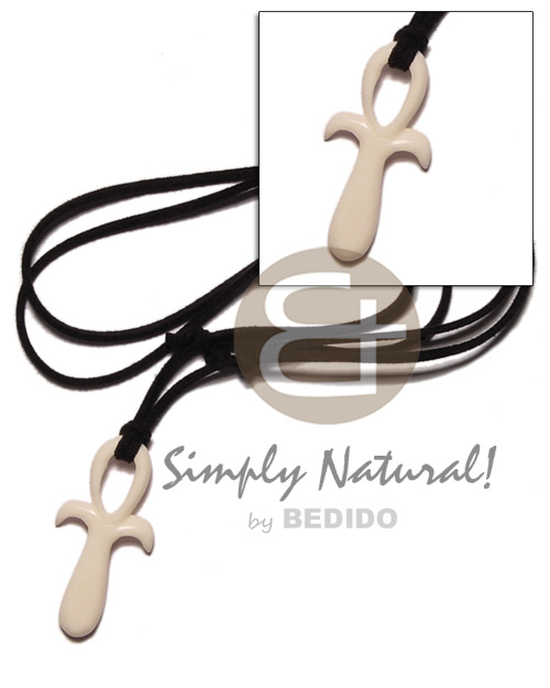 40mm  celtic carabao white bone bishops cross on adjustable leather thong - Adjustable Necklace