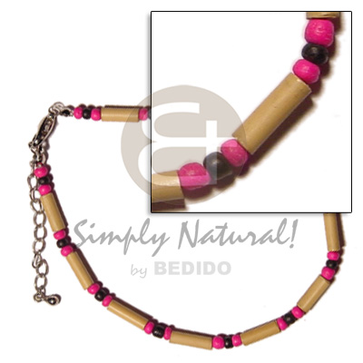 hand made Bamboo 2-3mm black pink coco Anklets