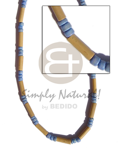 bamboo tube  pastel blue 4-5 coco Pokalet alt. - Bamboo Necklace