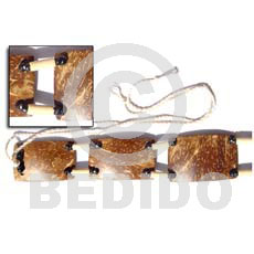 polished rectangular tiger coco belt  black pokalet beads - Belts
