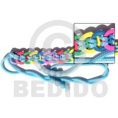 multicolored ring coco belt  aqua blue cord - Belts