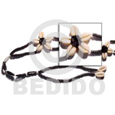 black floral cowrie shell belt  2-3 coco heishe black - Belts