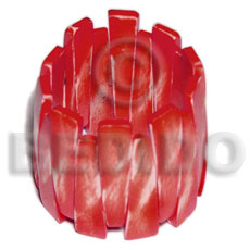 painted bone elastic bangle - red / ht=55mm - Bone Bangles Horn Bangles