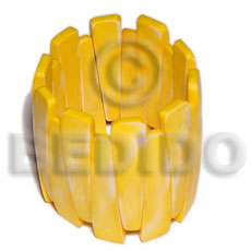 painted bone elastic bangle -yellow / ht=55mm - Bone Bangles Horn Bangles