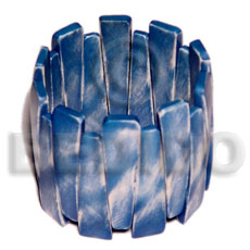 painted bone  elastic  bangle - blue / ht=55mm - Bone Bangles