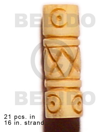 natural antique bone/ tube groove 19mmx8mm / 21 pcs. in 16in. strand - Bone Carved Beads