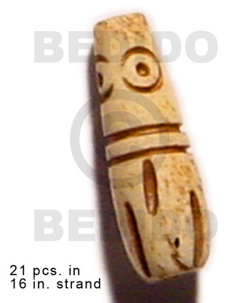 natural antique bone/ tube  groove 19mmx8mm / 21 pcs. in 16in. strand - Bone Carved Beads
