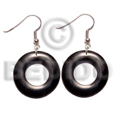 dangling 35mm ring  black horn - Bone Earrings Horn Earrings
