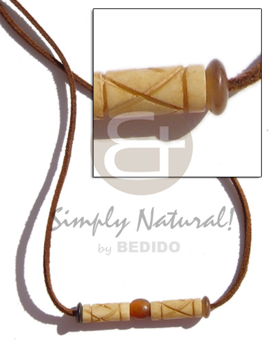 leather thong  antique horn  groove - Bone Necklace Horn Necklace