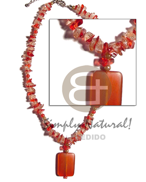 Red and clear stone crystal Bone Necklace