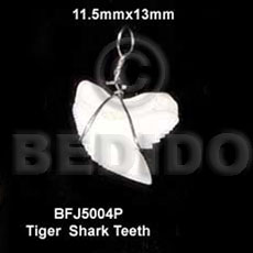 Tiger shark teeth pendant 11.5mmx13mm- Bone Pendants
