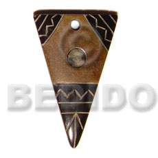 aztec carving antique natural horn 45mm - Bone Pendants
