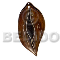 35mmx25mm golden burn  bone leaf - Bone Pendants