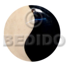 40mm yin yang black horn Bone Pendants