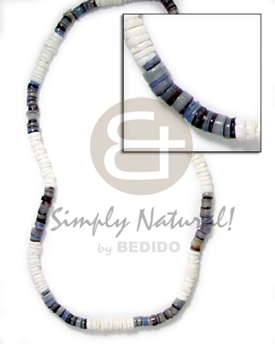 4-5mm white shell and blue hammer shell - Bright & Vivid Color Necklace
