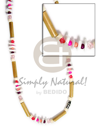 Bamboo white shell beads combination Bright & Vivid Color Necklace