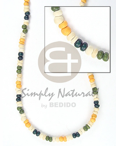 2-3 mm green/white/blue/yellow coco pokalet - Bright & Vivid Color Necklace