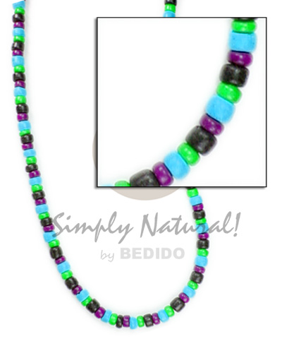4-5mm Pokalet blabk/neon green/aqua blue/violet combination - Bright & Vivid Color Necklace