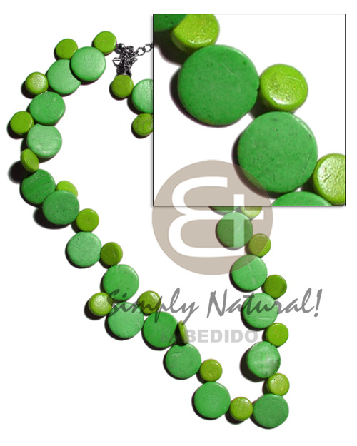single row green tones coco sidedrill  10mm & 15mm  / alternate - Bright & Vivid Color Necklace