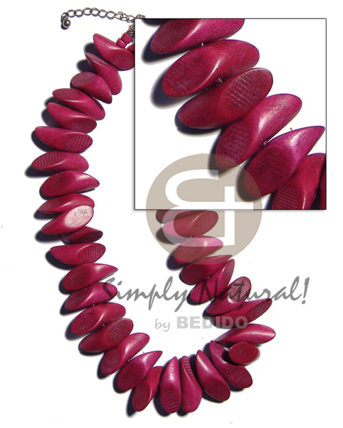 bleach white wood slidecut " in fushia pink" 8mmx15mmx20mm in magic wire  2" extender chain - Bright & Vivid Color Necklace