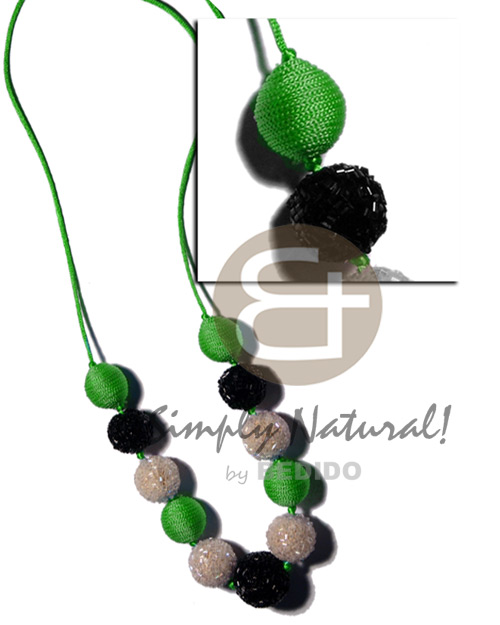 20mm/25mm round wrapped wood beads satin cord / 36in adjustable - Bright & Vivid Color Necklace