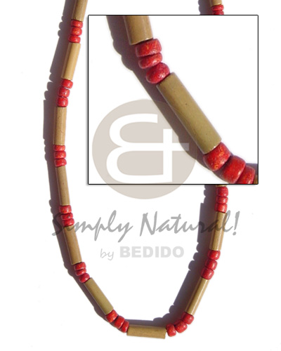 Bamboo tube red 4-5 Bright & Vivid Color Necklace