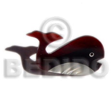 inlaid whale troca/black tab brooch - Brooch