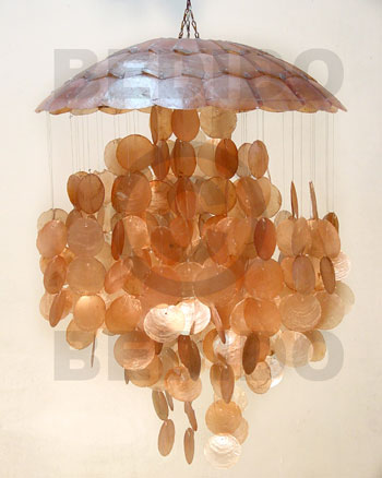 parisian  16" ball chandelier  - golden brown ( 16in.x 22in.) - Capiz Shell Wind Chimes