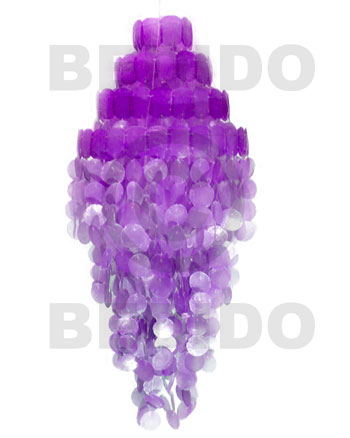 4 layers monogram lavender capiz shell chandelier 15 in. x 43 in. - Capiz Shell Wind Chimes