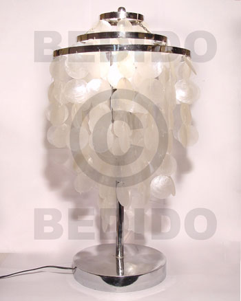 dangling natural capiz shell silver table lamp ( tall ) - Capiz Shell Wind Chimes