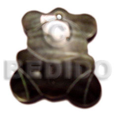 blacklip teddy bear 40mm - Carved Pendants