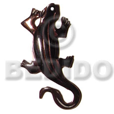 Black tab lizard carving 50mm Carved Pendants