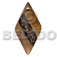 natural horn diamond  carving 45mm - Carved Pendants