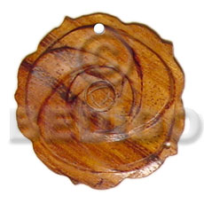 Wood rose 35mm Carved Pendants