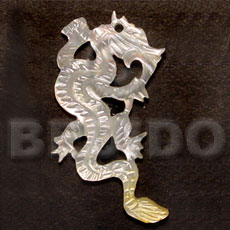 flying MOP dragon carving 45mm - Carved Pendants