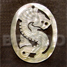 Oval dragon carving 45mm Carved Pendants