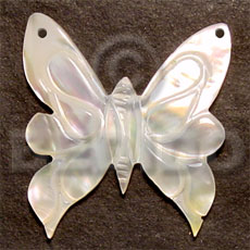 Butterly carved mop 40mm Carved Pendants