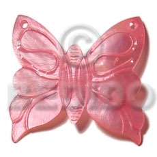 Pink hammershell 50mm butterfly Carved Pendants