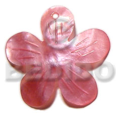 40mm pink flower hammershell - Carved Pendants