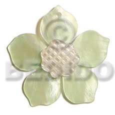 45mm light green hammershell flower Carved Pendants