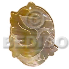 Dove on oval mop 45mm Carved Pendants