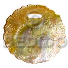 round grooved MOP   ring design 45mm - Carved Pendants
