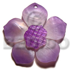 hand made Graduated lavender 30mm hammershell flower Carved Pendants
