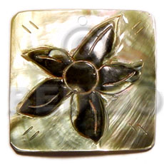 square 35mmx35mm blacklip  flower skin - Carved Pendants
