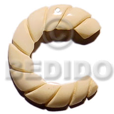 40mm grooved natural white bone Carved Pendants