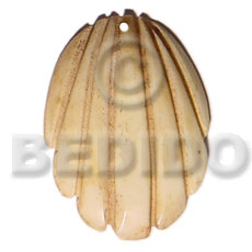 40mmx35mm natural bone elongated clam Carved Pendants