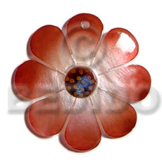 30mm graduated orange brown hammershell flower  dotted skin nectar - Carved Pendants