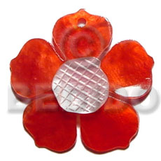 Red 35mm hammershell flower Carved Pendants